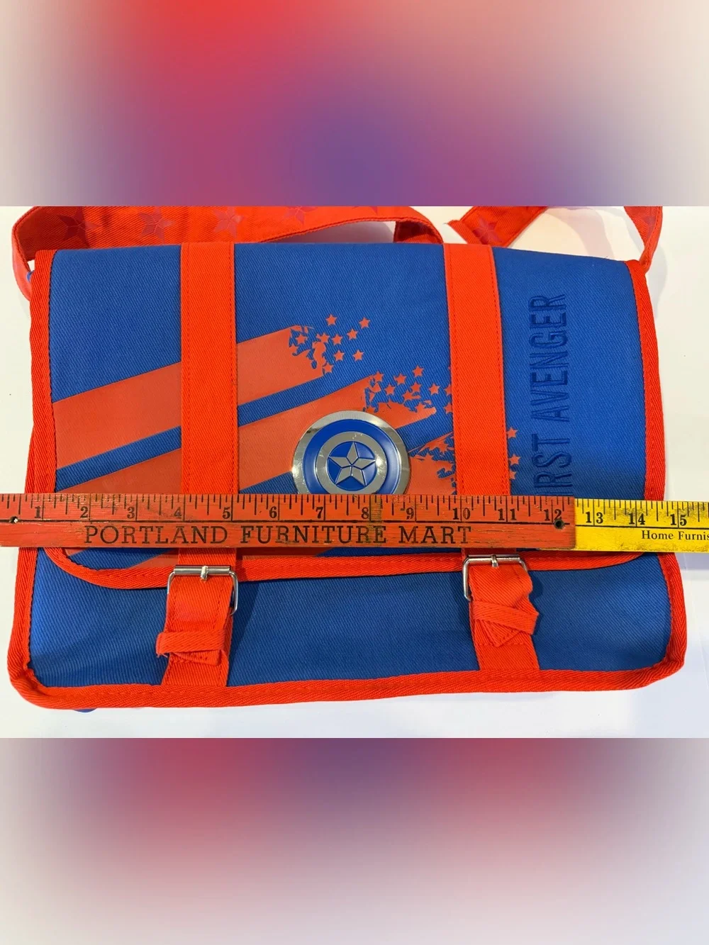 Disney Parks Marvel Red and Blue Captain America Messenger Bag!
